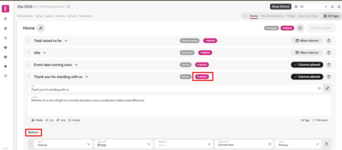 donation button home page